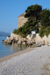 Fototapeta na wymiar monastery rocky coastline croatia