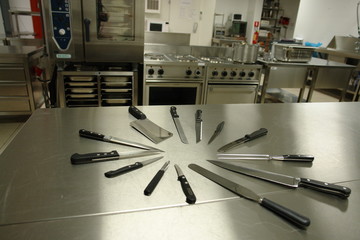 set of kitchen knives