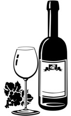 weinflasche mit glas