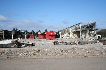 partially demolished factory