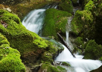 waterfall in green stone