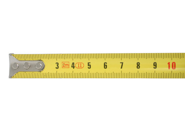 ten centimeters of measuring tape on white