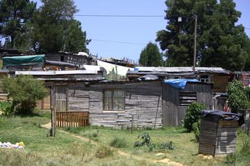 Fototapeta na wymiar Informal settlement near Knysna, Western Cape