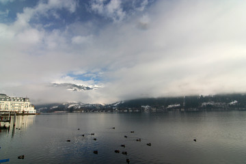winter resort lake view
