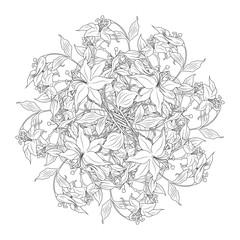 bouquet of flowers in black and white colors, vector illustratio