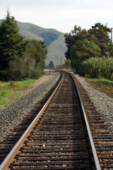 Obraz premium looking down the track to the distant hills