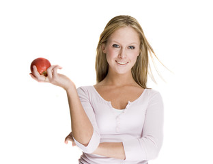 girl holding an apple