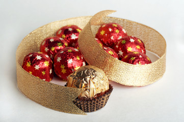 celebratory composition from sweets in the form of heard