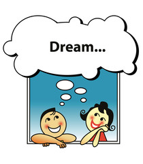 dreaming couple (put your text in a cloud)
