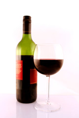 red wine bottle and glass