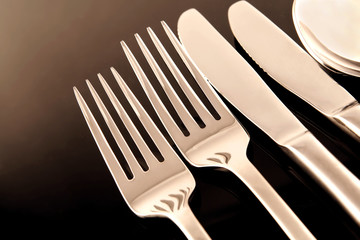 silverware on black
