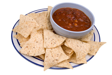 bowl of chili with tortilla chips