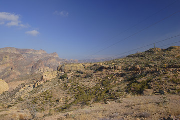 electric lines in mountain desert