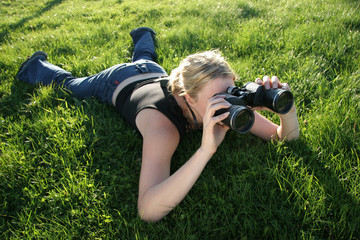 girl with binoculars