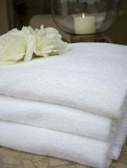 spa towel with flower