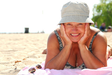 mature woman beach