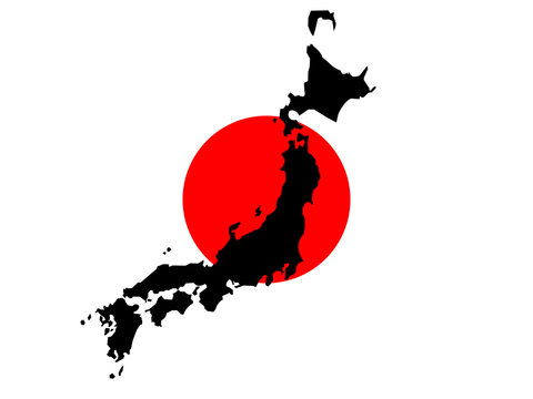 map of japan and japanese flag