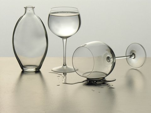 bottle,glasses and water