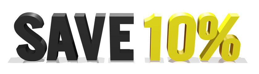 ten percent savings 3d text