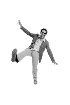 hip guy standing funny wearing sunglasses