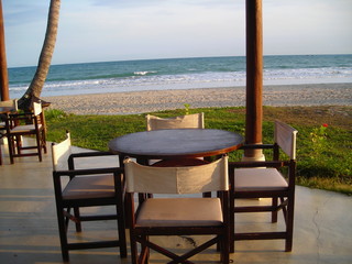 a set of table beside the beach at bintan indonesi