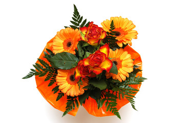 orange bouquet of flowers