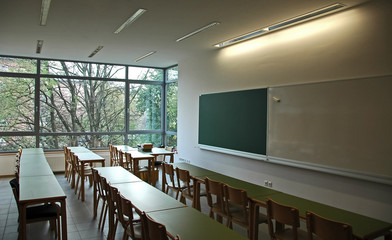 classroom with nature view