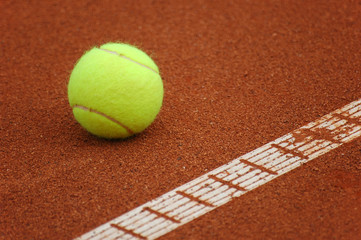 tennis ball and court line.