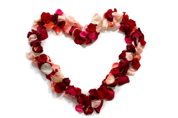 symbol of heart from petals of roses.