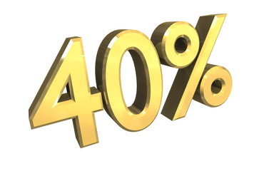 simbolo quaranta per cento 40% in oro