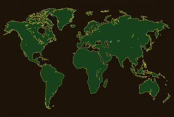 Fototapeta na wymiar world map on grid