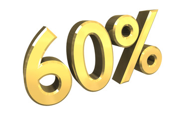 simbolo sessanta per cento 60% in oro