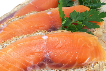 juicy snack from slices salmon