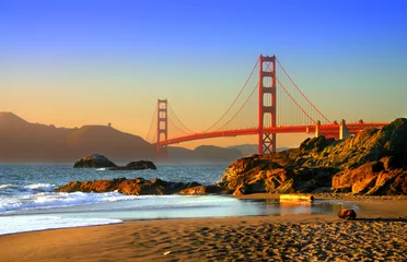 Papier Peint photo Pont du Golden Gate plage de boulanger, san francisco