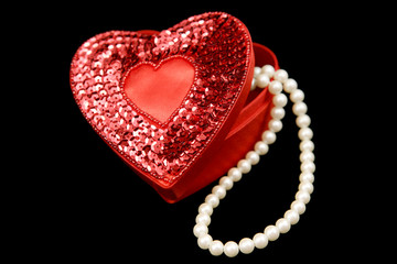 satin heart & pearls