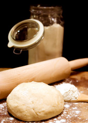 rolling pin on dough