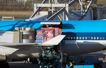 aircraft unloading cargo