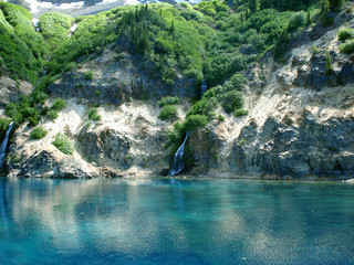 crater lake waterfall