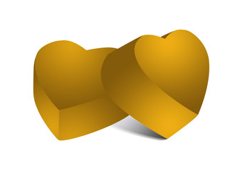 two golden chocolate hearts