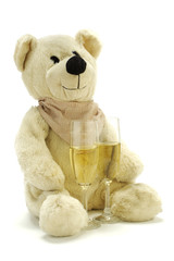 teddy bear with pair of champagne flutes