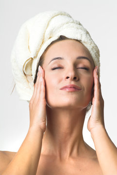 beautiful women in towel