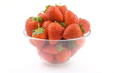 bowl of strawberries, transparent on white backgro