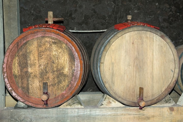 old oak barrels