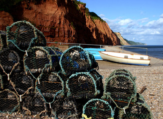 crab baskets at sidmouth beach
