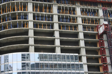 concrete floors of skyscraper under construction