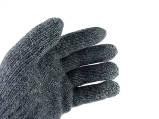 hand with a gray glove