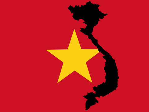 map of vietnam and vietnamese flag