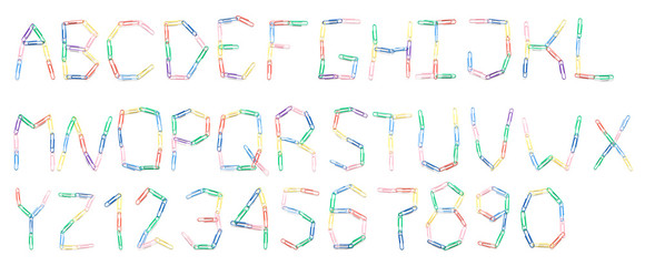 Fototapeta na wymiar alphabet from paperclips