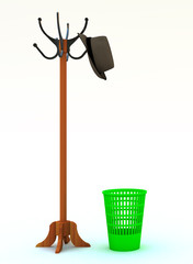 peg with a hat and refuse bin