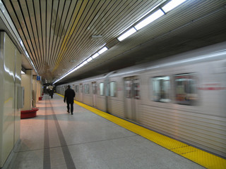 subway train leaving station